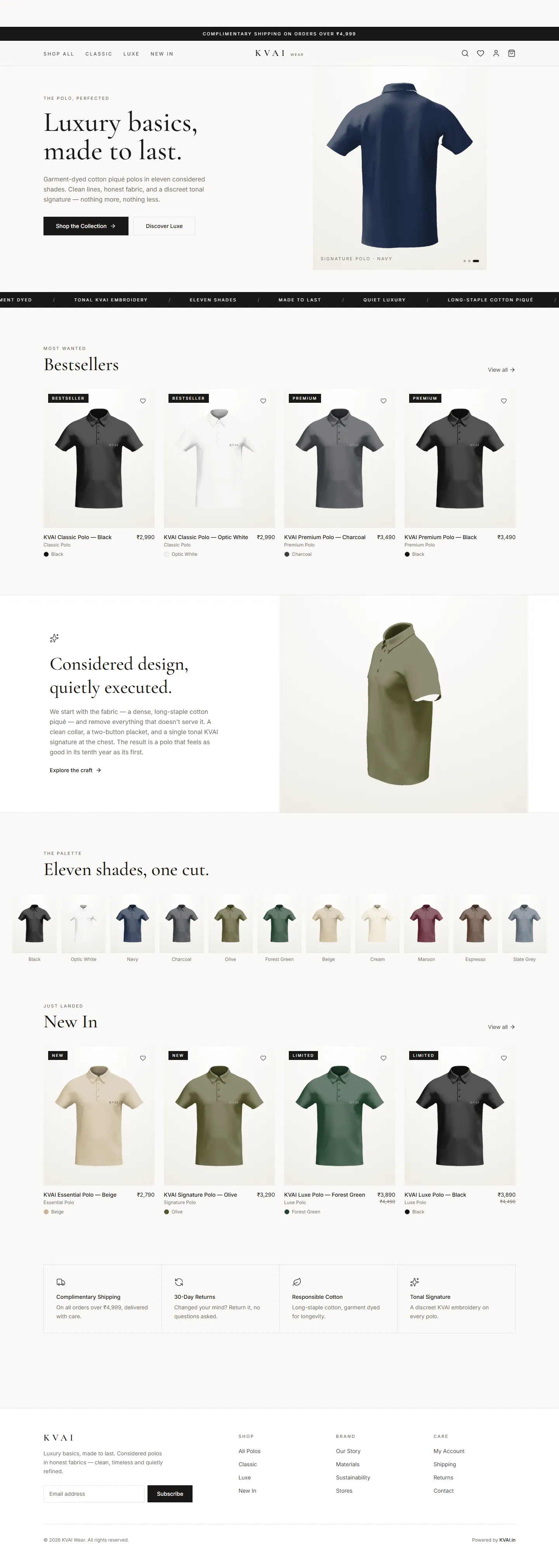 KVAI Wear website — full-page preview